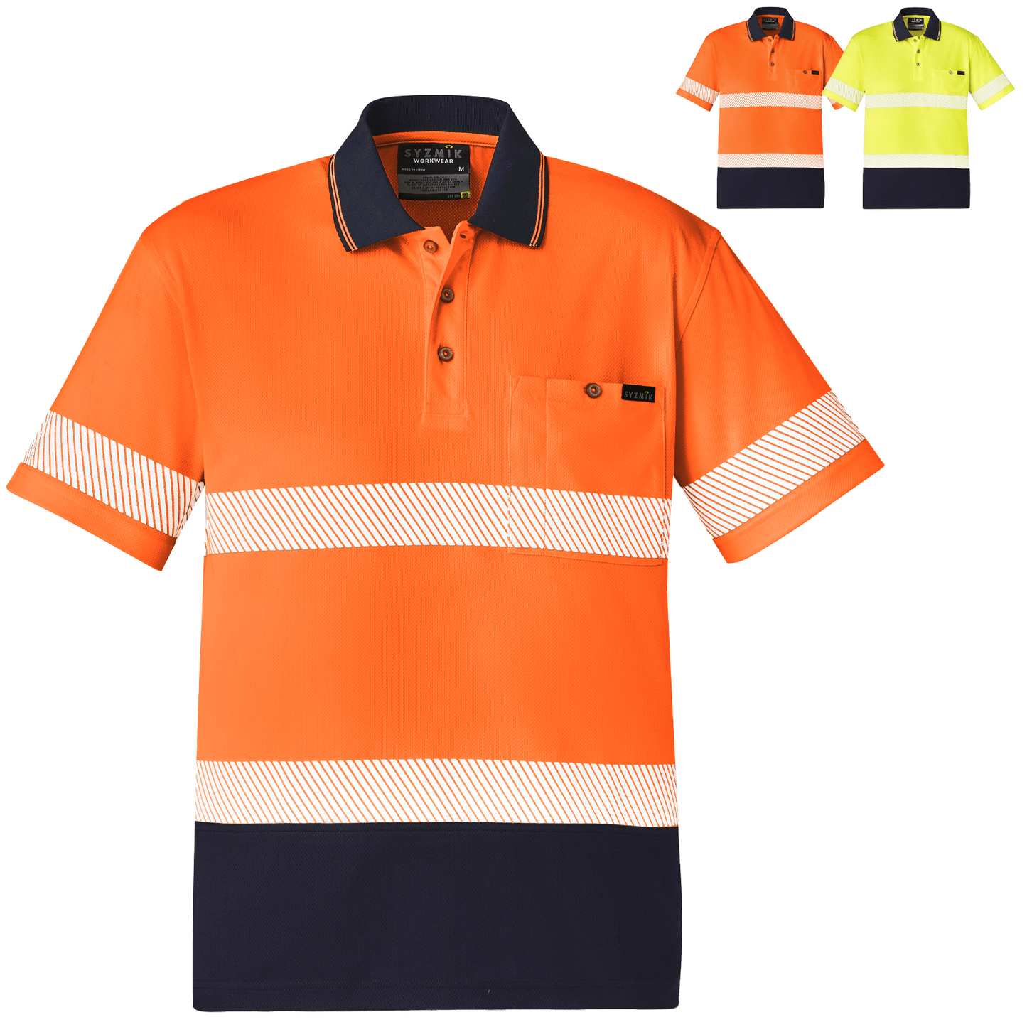 Unisex High Visibility Short Sleeve Polo Segmented Hoop Taped ZH535 - SunSafe Australia