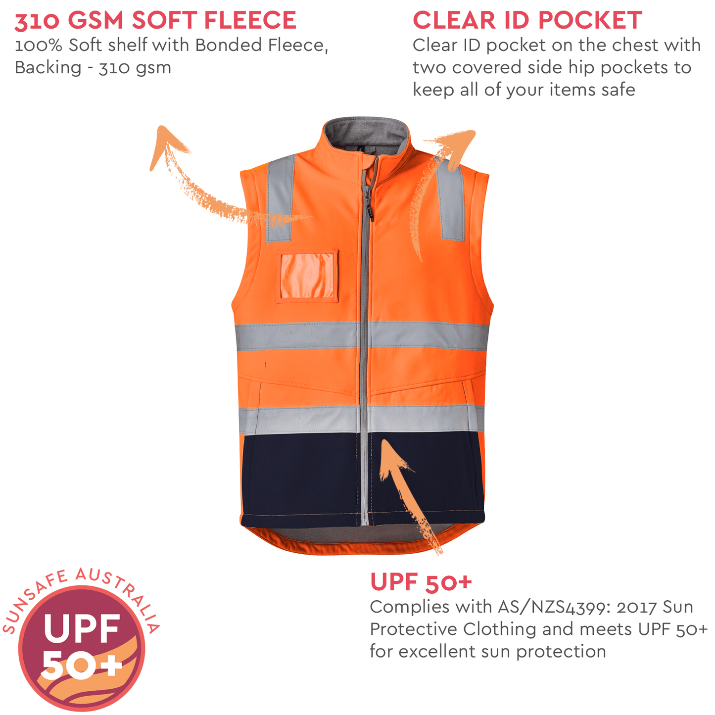 Unisex High Visibility Softshell Vest ZV426 - SunSafe Australia