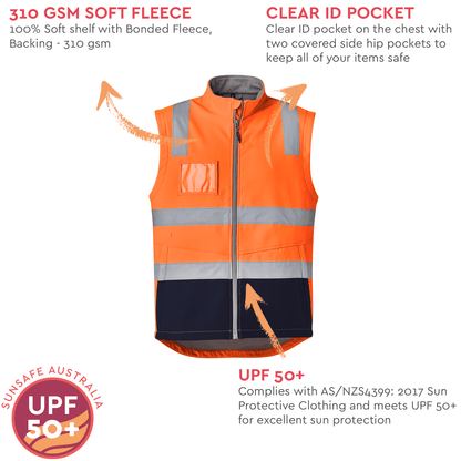Unisex High Visibility Softshell Vest ZV426 - SunSafe Australia
