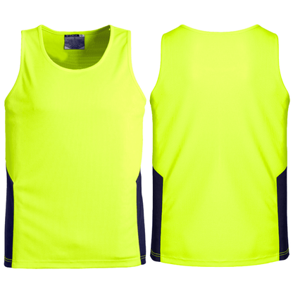 Syzmik Unisex High Visibility Squad Singlet ZH239 in Orange On Navy
