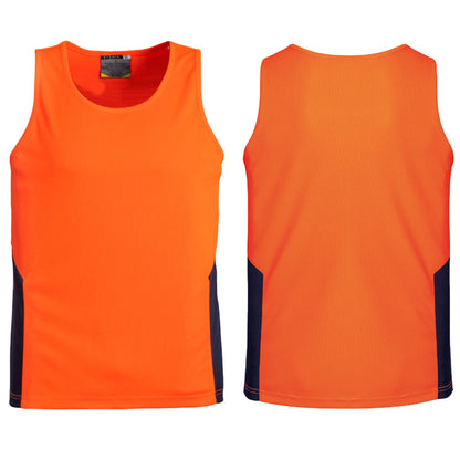 Syzmik Unisex High Visibility Squad Singlet ZH239 in Orange On Navy