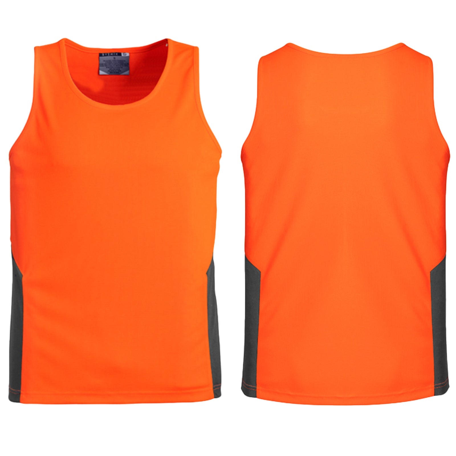 Syzmik Unisex High Visibility Squad Singlet ZH239 in Orange On Navy