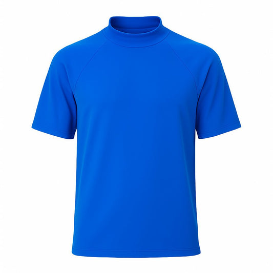 Unisex Royal Blue Rashie – Short Sleeve UPF 50+ (No Logo, Made in Australia) – Adult S–L - SunSafe Australia