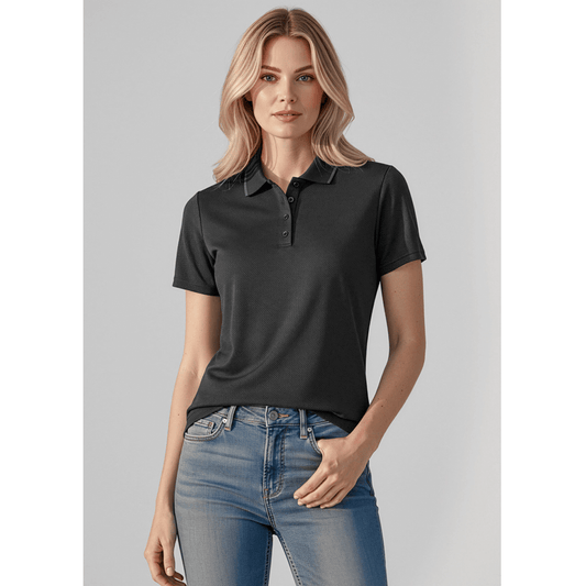 Biz Collection Women's Echo Short Sleeve Polo in Black Graphite