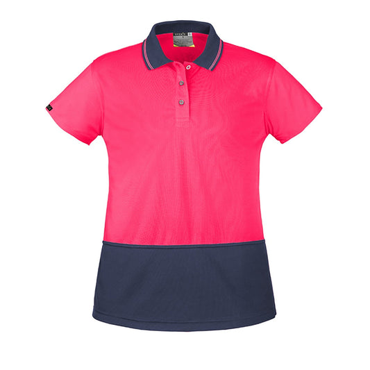 Syzmik Women's Hi Vis Basic Short Sleeve Polo Pink UPF 50+