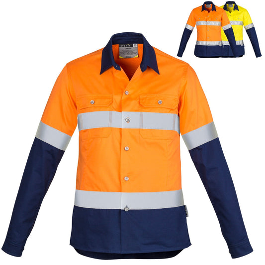 Syzmik Women's Spliced Industrial Shirt (hoop Taped) ZWL123 in Orange On Navy