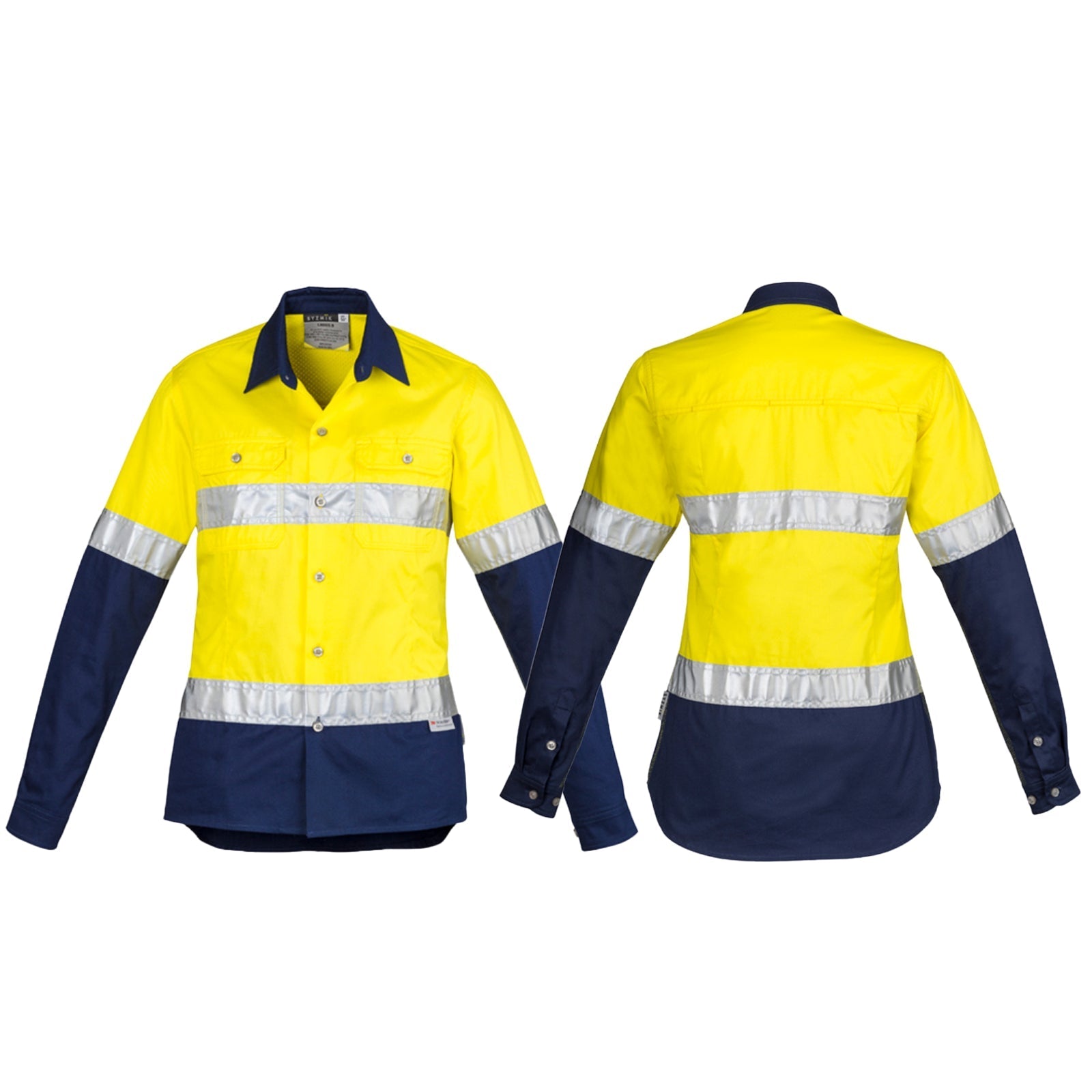 Womens High Visibility Spliced Industrial Shirt (Hoop Taped) ZWL123 - SunSafe Australia