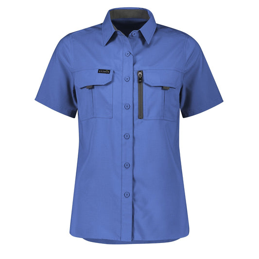 Syzmik Women's Outdoor Short Sleeve Shirt ZW765 in Navy Blue UPF 50+