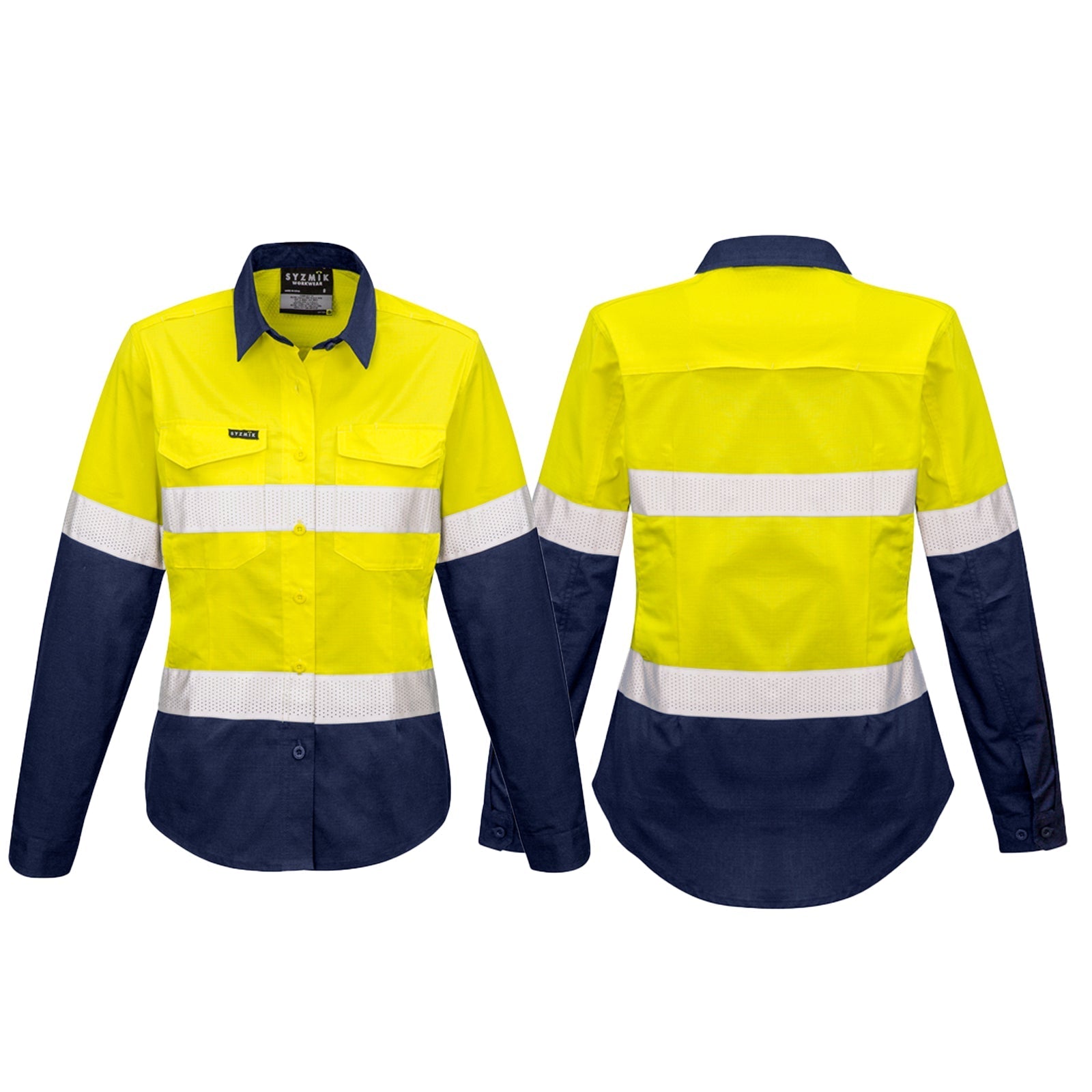 Womens Rugged Cooling Taped High Visibility Spliced Shirt ZW720 - SunSafe Australia