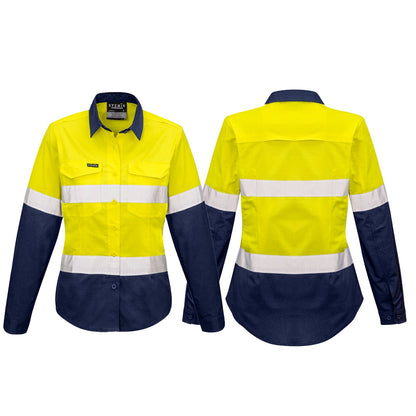 Womens Rugged Cooling Taped High Visibility Spliced Shirt ZW720 - SunSafe Australia