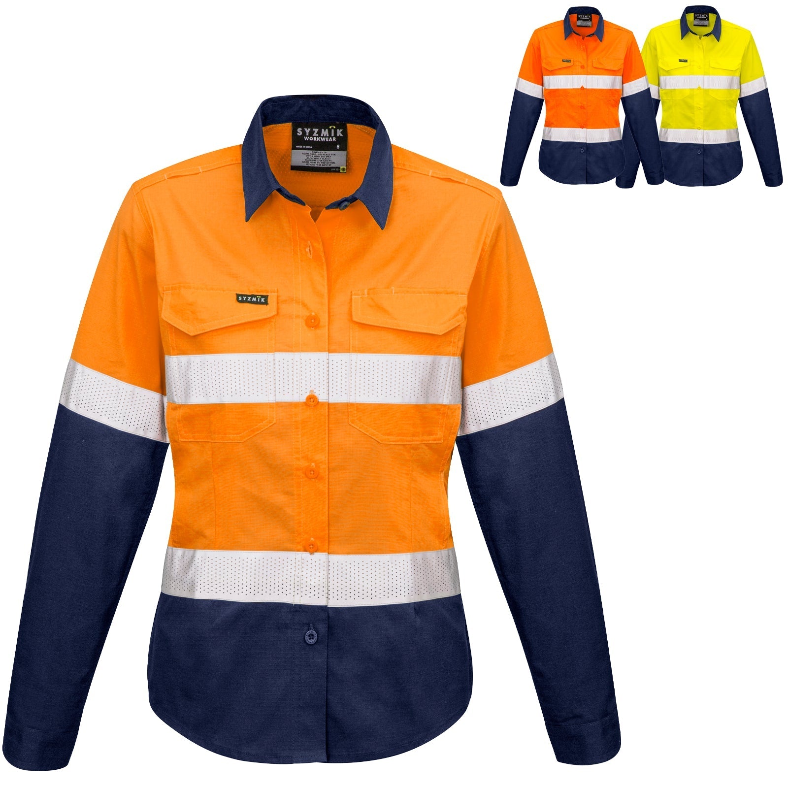 Womens Rugged Cooling Taped High Visibility Spliced Shirt ZW720 - SunSafe Australia