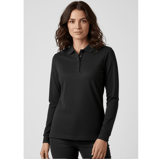 Biz Collection Women's UPF 50+ Action Long Sleeve Polo in Navy Blue
