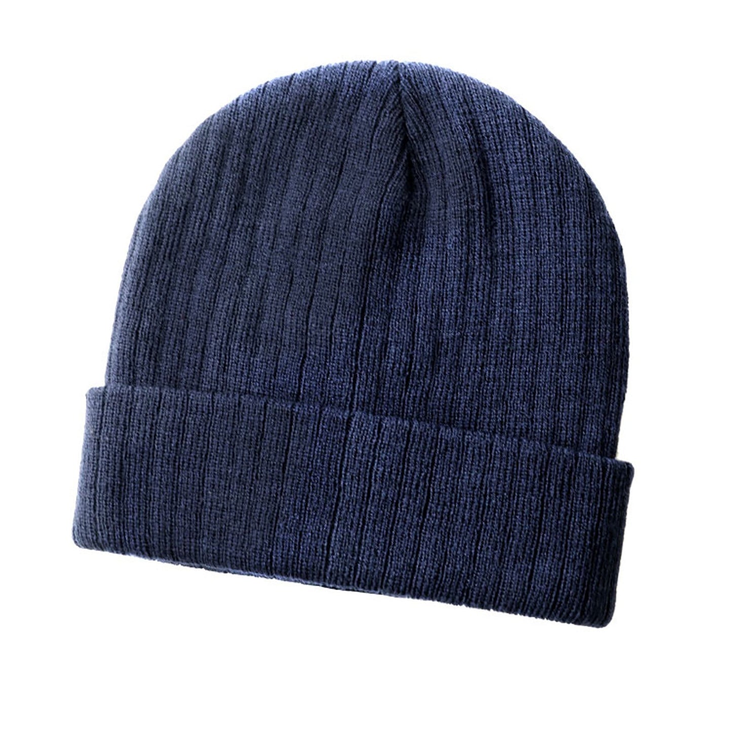 Wool Blend Beanie Cable Knit Winter Hat in Dark Grey